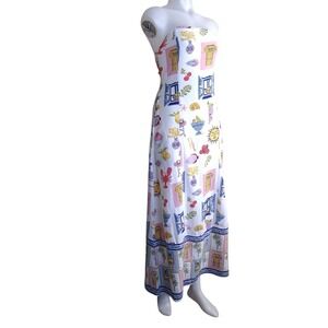 Japna Women's Maxi Sundress M White‎ Sleeveless, Pockets Beach Summer Tropical